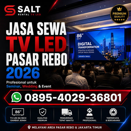 Jasa Sewa TV LED Pasar Rebo 2026 untuk seminar meeting wedding dan event Jakarta Timur
