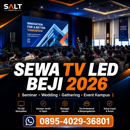 Sewa TV LED Beji Depok untuk seminar kampus wedding gathering dan event perusahaan 2026