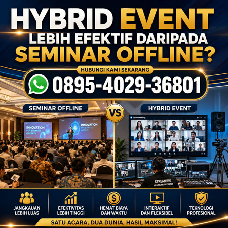 Apakah Hybrid Event Lebih Efektif Daripada Seminar Offline Zoom Meeting Multicam TV LED Sound System Salt Rental