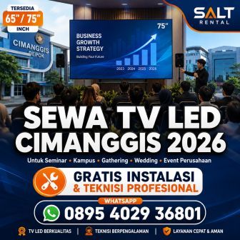 Sewa TV LED Cimanggis 2026 untuk seminar kampus gathering wedding dan event perusahaan di Depok oleh Salt Rental