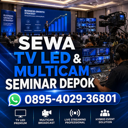 Sewa TV LED dan Jasa Multicam Live Streaming Seminar Depok Profesional